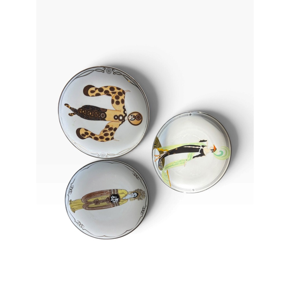House of Erte Franklin Mint Plates 8" Art Deco Vintage Limited Edition Set 3